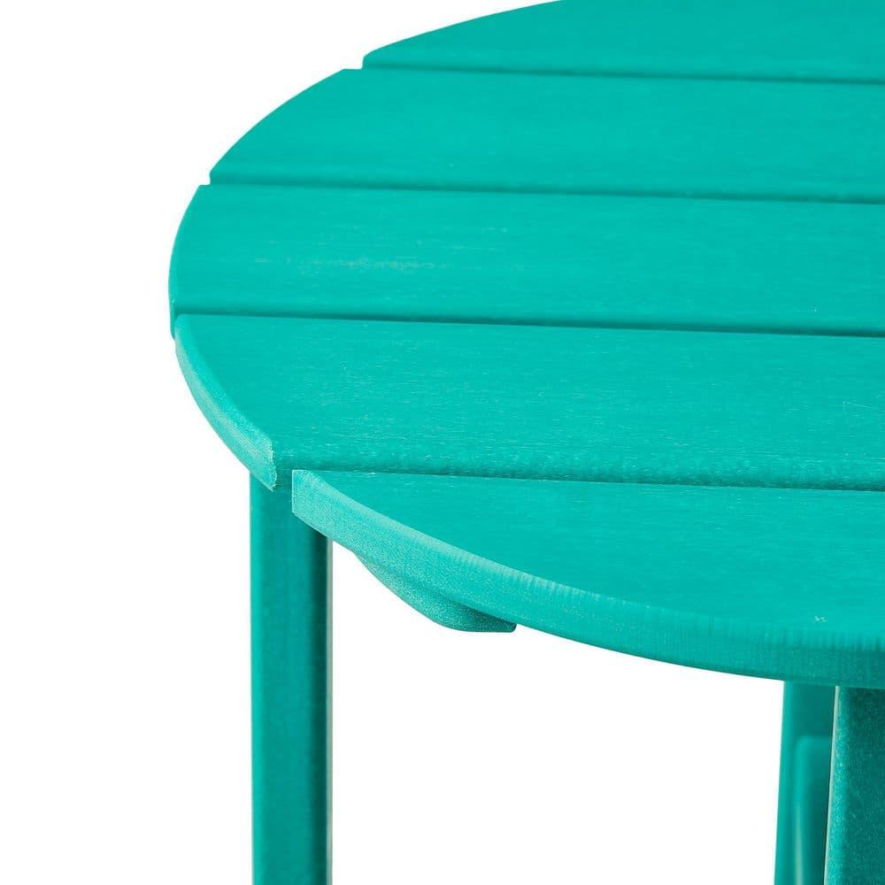 Mason 18 in. Turquoise Poly Plastic Fade Resistant Outdoor Patio Round Adirondack Side Table
