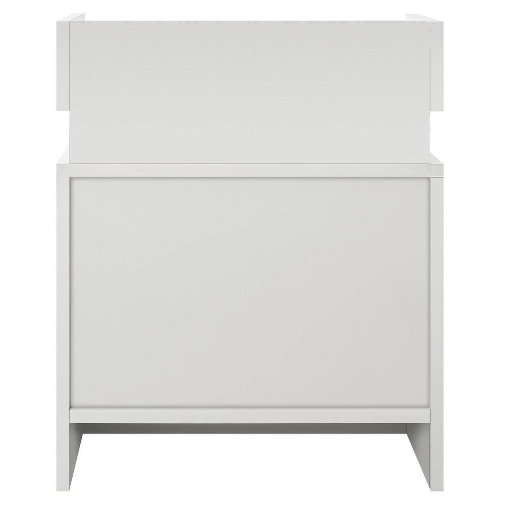 Hommpa High Gloss Tall 2 Drawer Nightstand LED Bedside Table Cabinet Bedroom Furniture White