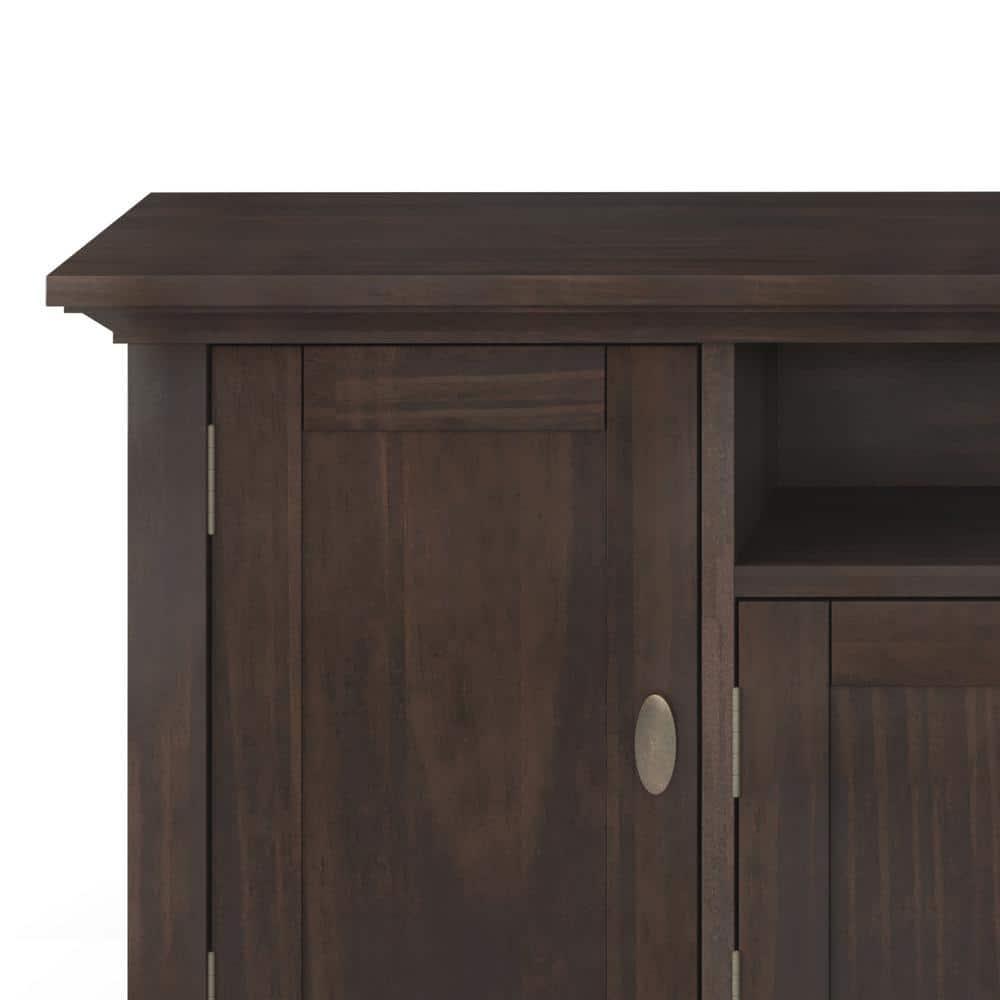 Simpli Home Redmond Wood 72" Transitional TV Media Stand in Brunette Brown For TVs up to 80"