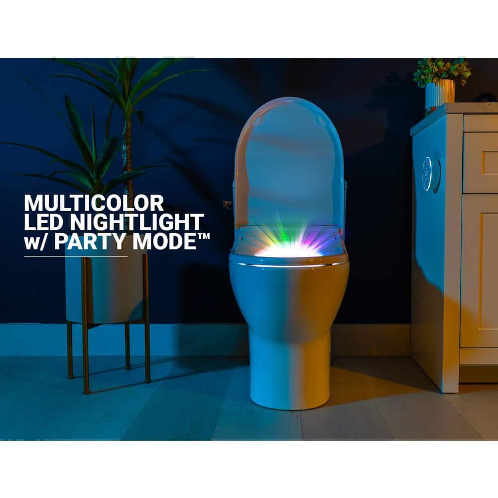 Crown Elongated Bidet Toilet Seat, Endless Warm Water, Strong Spray, Backlit Remote, Multi-color LED, Ultra Slim, Stainless Steel Nozzle, Sittable Lid, 3 Year Warranty