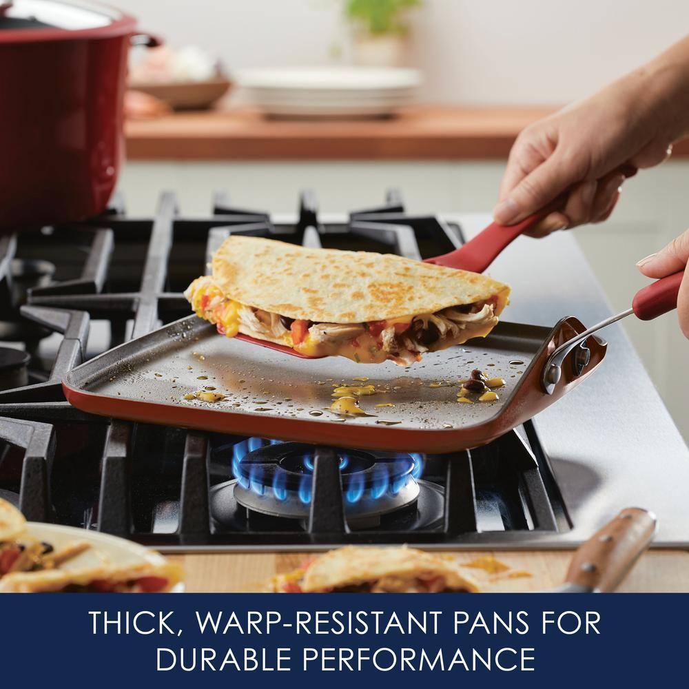 Rachael Ray Rachael Ray Cook + Create Aluminum Nonstick Square Stovetop Griddle Pan, 11-Inch