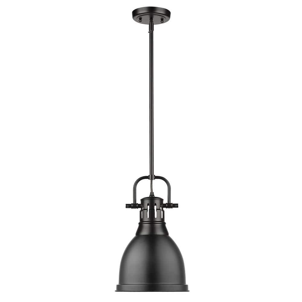 Golden Lighting Duncan 1-Light Small Pendant in Matte Black