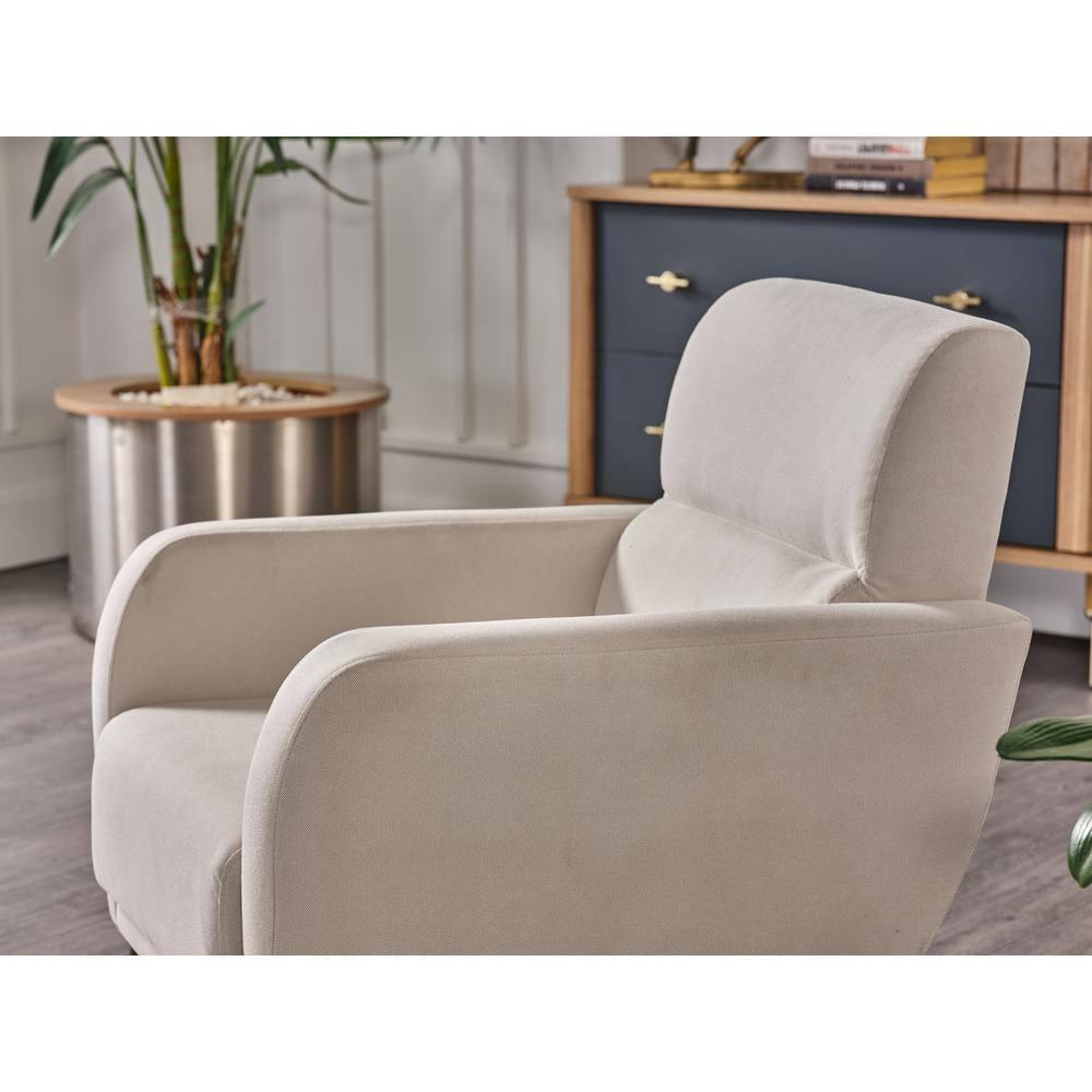 Lugano Mid-Century Modern Beige Accent Chair with Storage