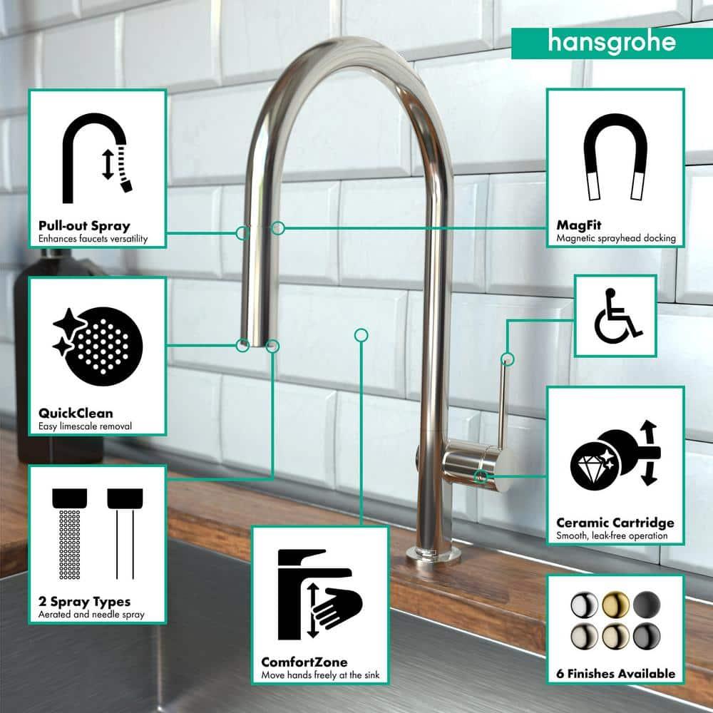 hansgrohe Talis N HighArc Kitchen Faucet, O-Style 2-Spray Pull-Down, 1.75 GPM
