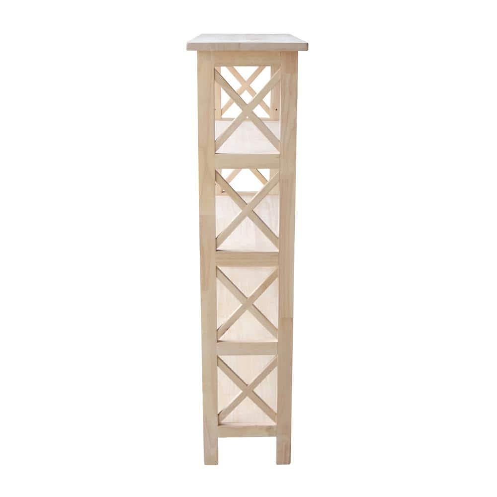 International Concepts 48" 4 Tier X-Sided Bookshelf: Hardwood Vertical Storage, Farmhouse Style, 30" Wide