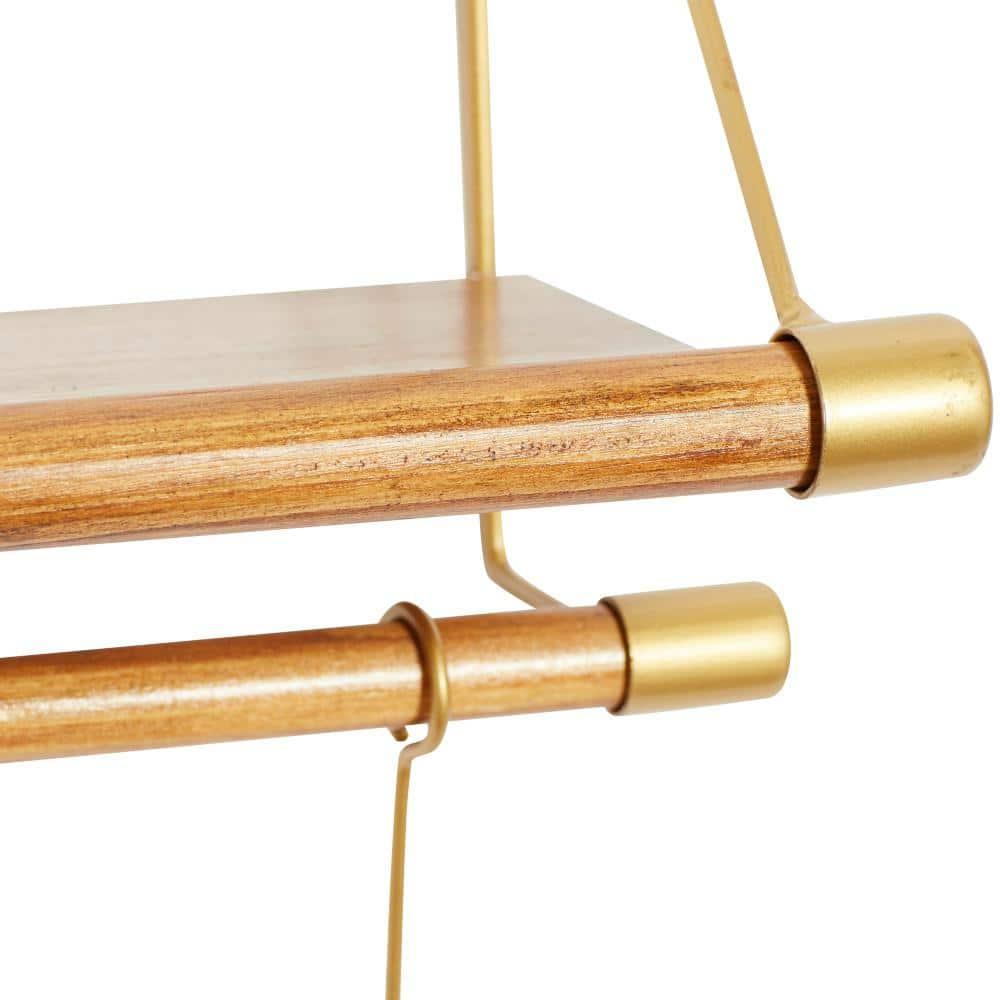 DecMode Gold Wood Contemporary Wall Hook