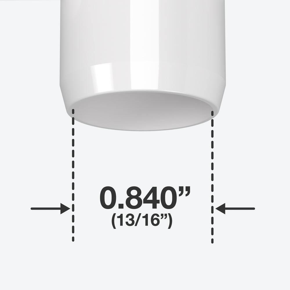FORMUFIT 1/2" 3-Way Elbow Furniture Grade PVC Fitting in White, Made In USA, UV-Resistant, Impact-Proof, 0.840" Actual Socket Diameter (10-Pack) - F0123WE-WH-10