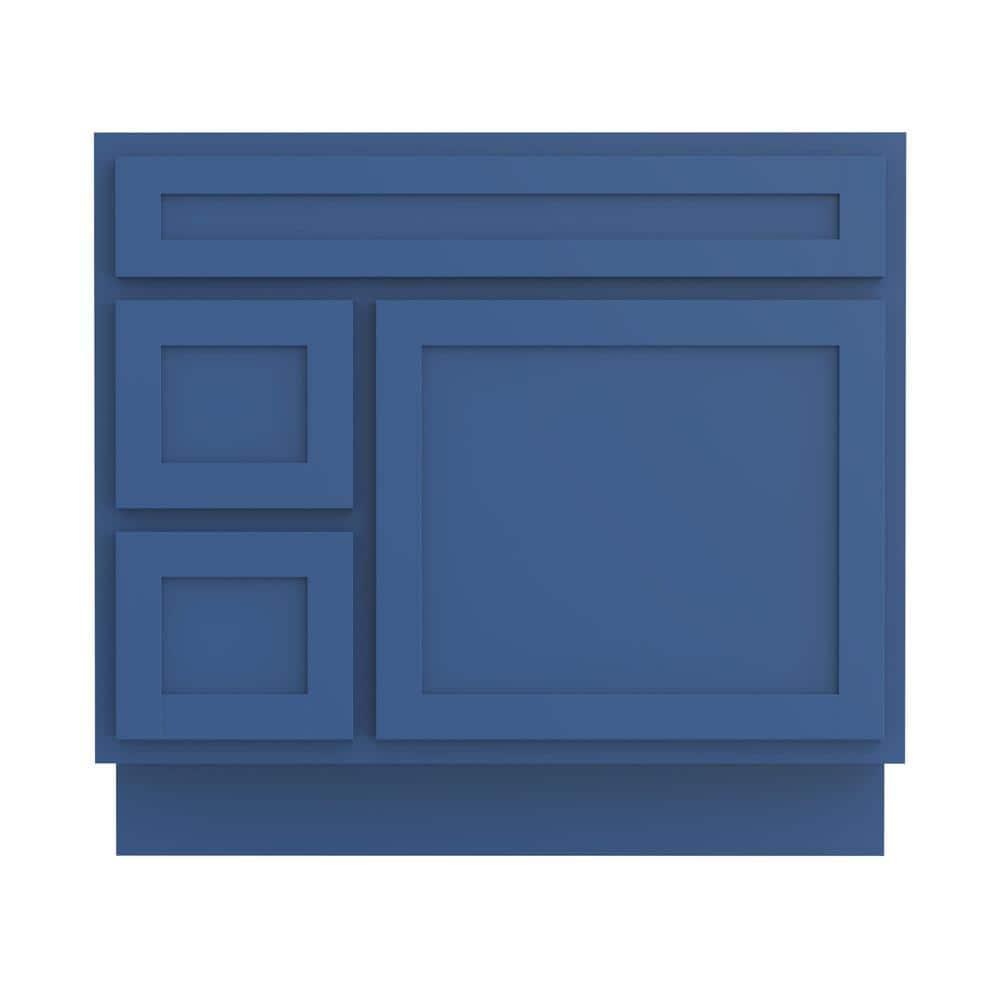 Vanity Art 36 Inch Single Shutter Door Bathroom Vanity Base Cabinet with 2 Functioning Shaker Drawers, Strudy Floor Mount Storage Cabinet Organizer for Bedroom, Living Room, Kitchen, VA4036-2LBLUE