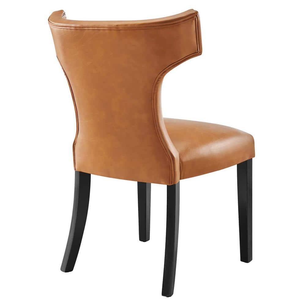 Modway Curve Vegan Leather Dining Chair in Tan