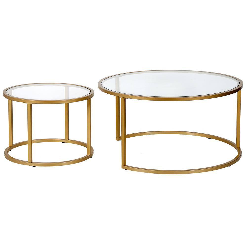Evelyn&Zoe Watson Round Nested Coffee Table in Brass