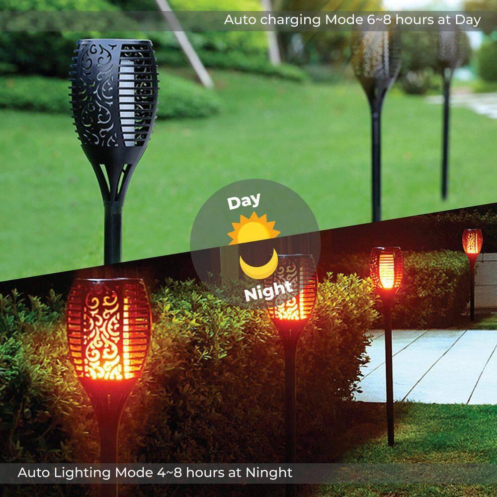 XODO FL1 Solar Outdoor Lights, 4-PK Solar Flickering Light, Pathway Lighting