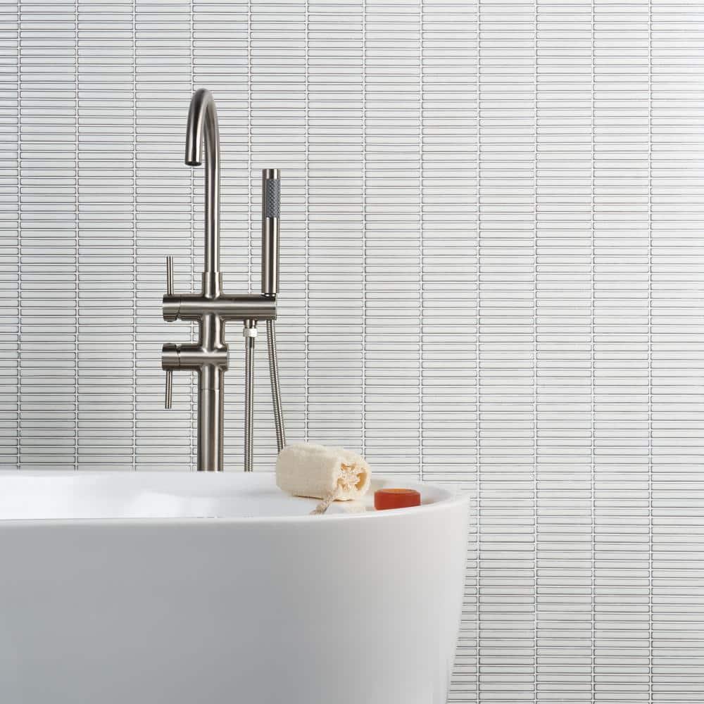 Monogram Stacked 11.19 In. X 11.9 In. Glossy Porcelain Mosaic Floor And Wall Tile (0.92 Sq. Ft. / Each)