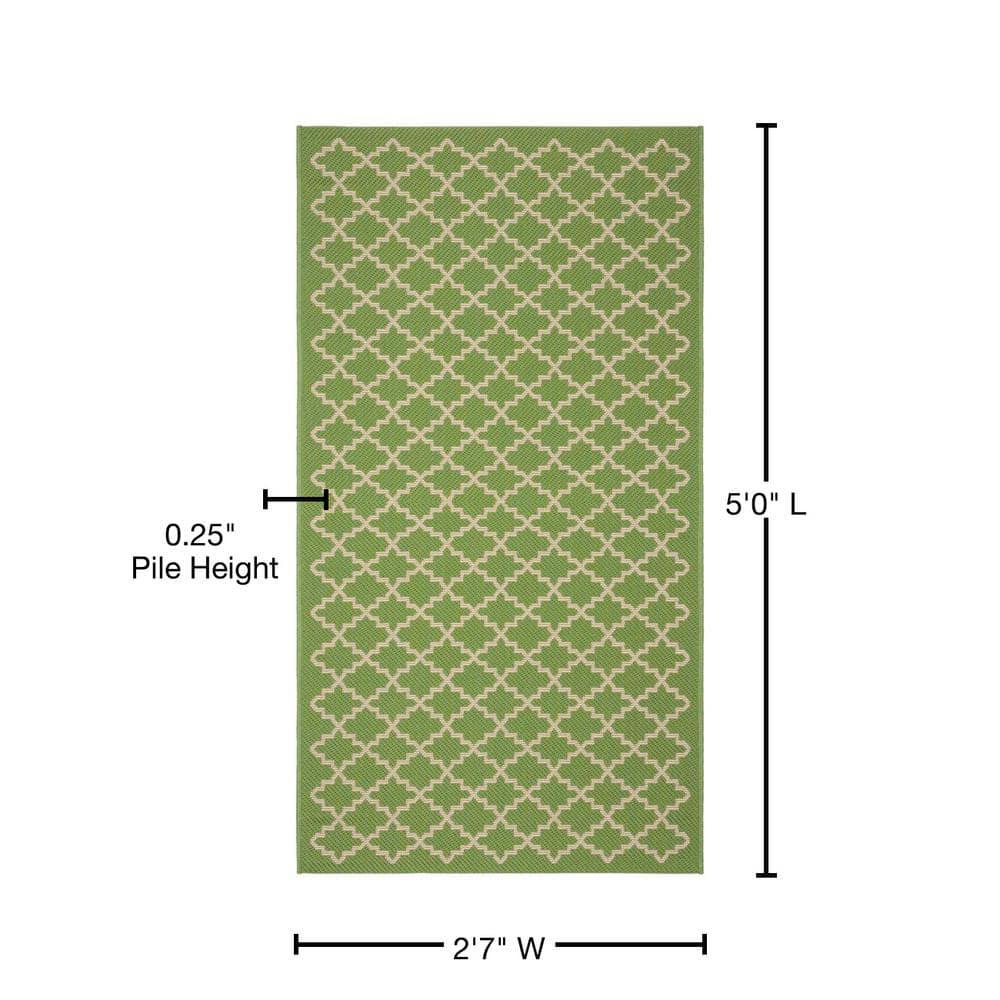 SAFAVIEH Courtyard Hilbert Trellis Indoor/Outdoor Area Rug, 2'7" x 5', Green/Beige