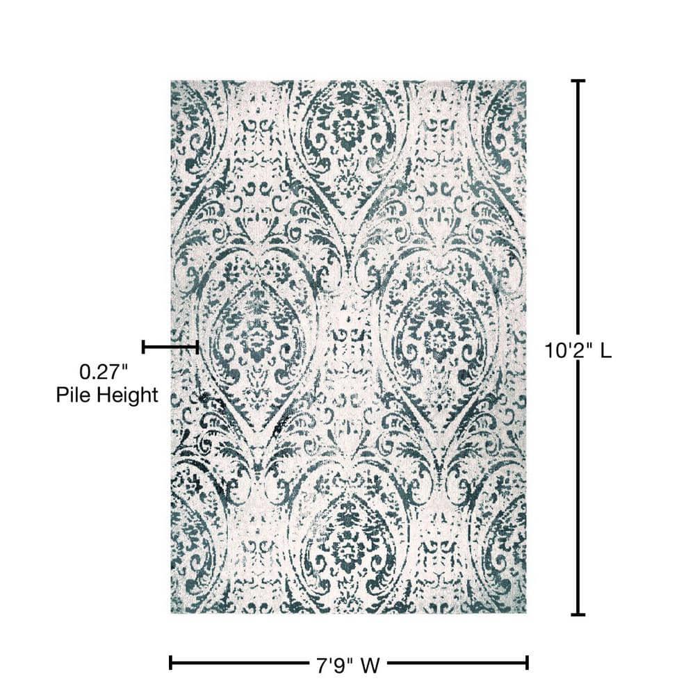 Nicole Miller New York Patio Sofia Juniper Paisley Indoor/Outdoor Area Rug, Ivory/Blue