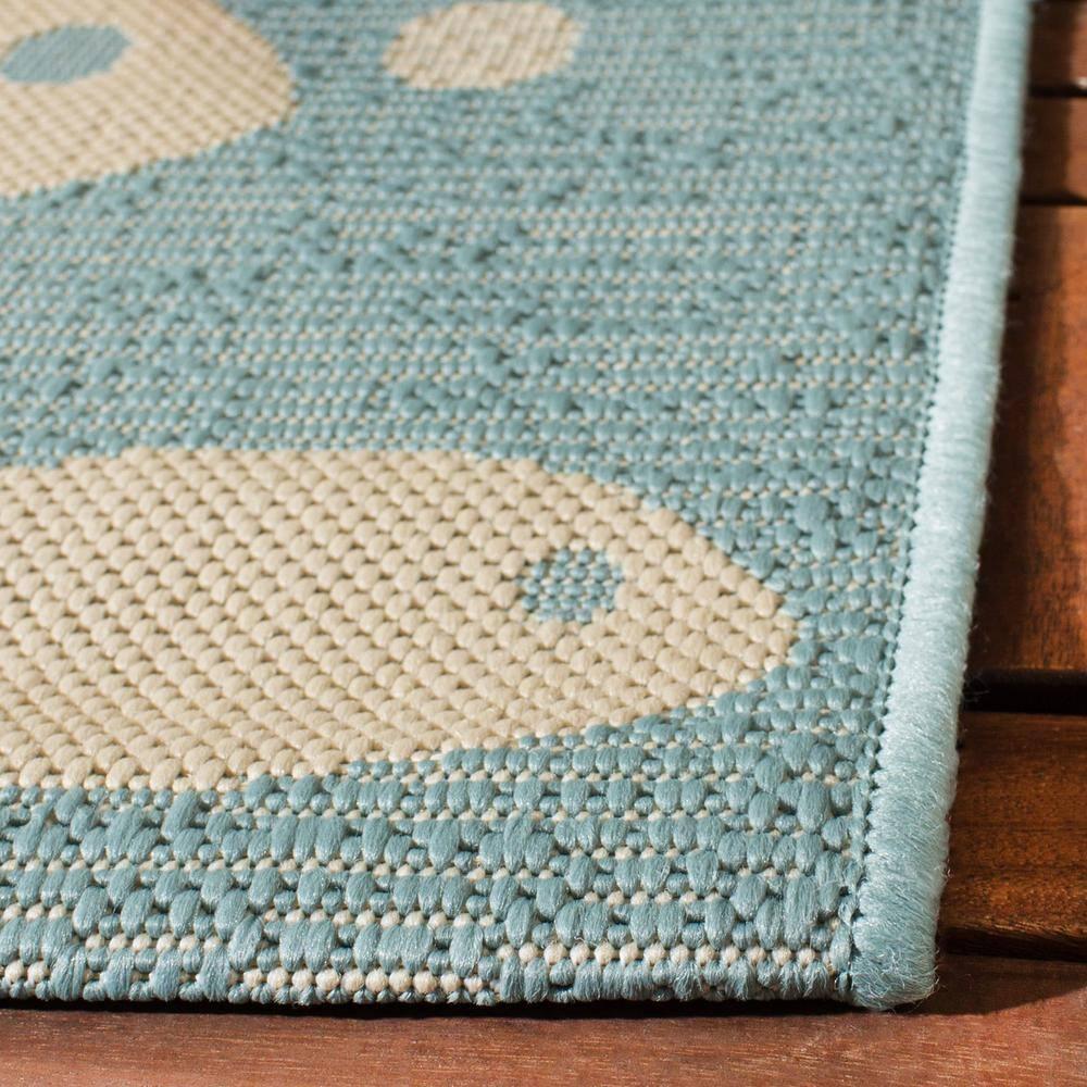 SAFAVIEH Courtyard Trena Fish Print Indoor/Outdoor Area Rug, 2'7" x 5', Aqua/Beige