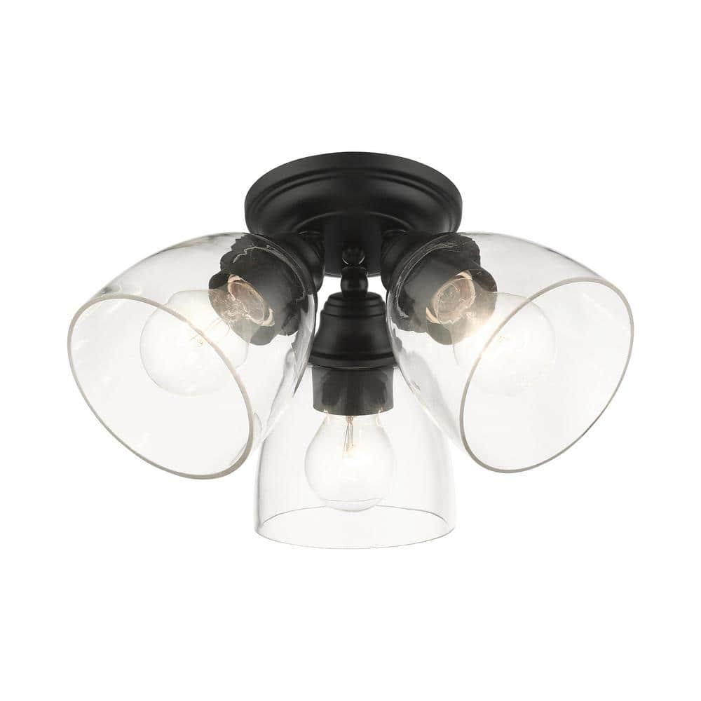 Livex Lighting Montgomery 3 - Light Flush Mount in  Black