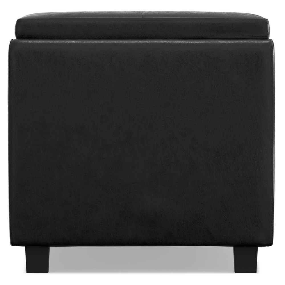 Simpli Home Avalon 42"W Upholstered Storage Ottoman with 3 Flip-Over Serving Trays