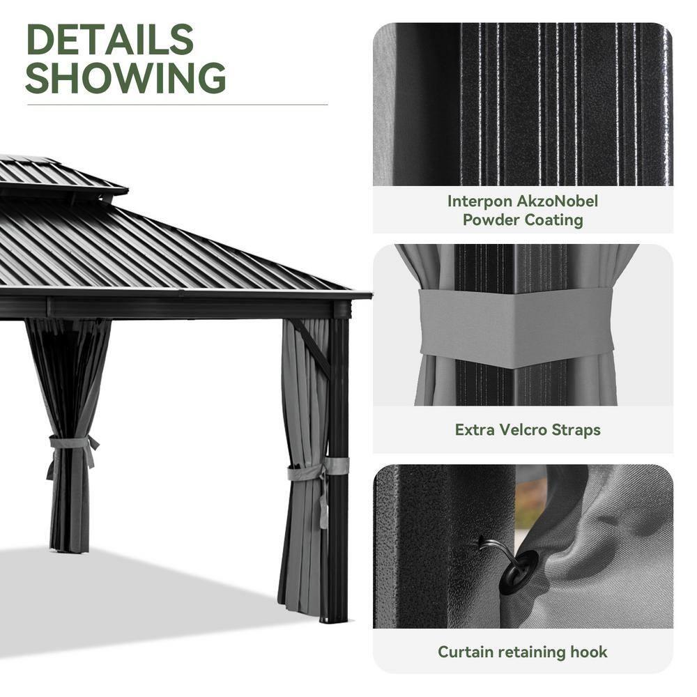 Edrosie Inc Aluminum Patio Gazebo  with Curtain and Netting