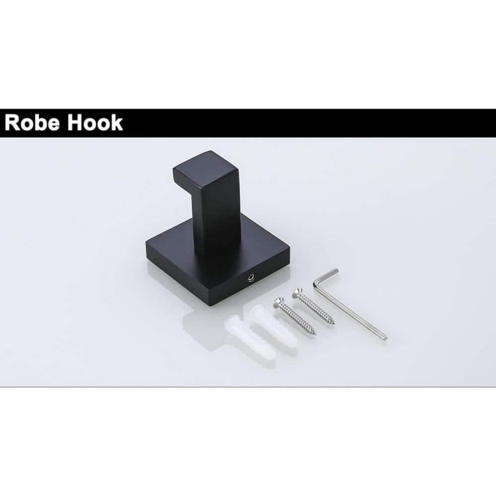 TURS Black Towel Bar Set Bathroom 5-Piece Bathroom Hardware Sets Towel Ring Toilet Paper Holder 2 Towel Hook Stainless Steel Wall Mounted Towel Holder Set