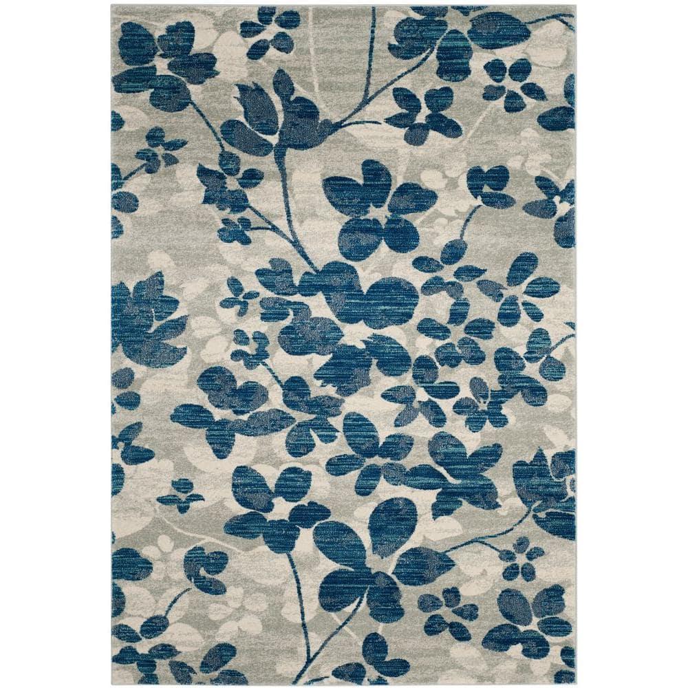 Evoke EVK236 Power Loomed Area Rug - Grey/Light Blue - 6'7"x9' - Safavieh.
