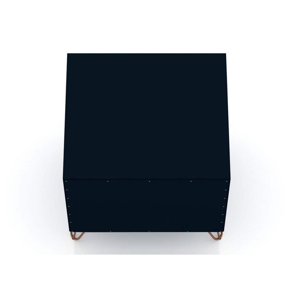 Manhattan Comfort 1.0 Rockefeller Nightstand Blue: Modern Bedside Table with Storage, Shelving & Metal Glides