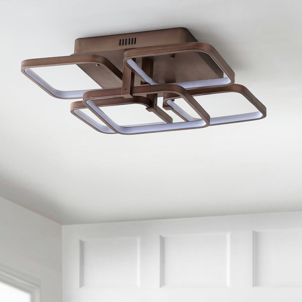 Sebastian 17.5" Integrated LED Metal Flush Mount Ceiling Light, Coffee