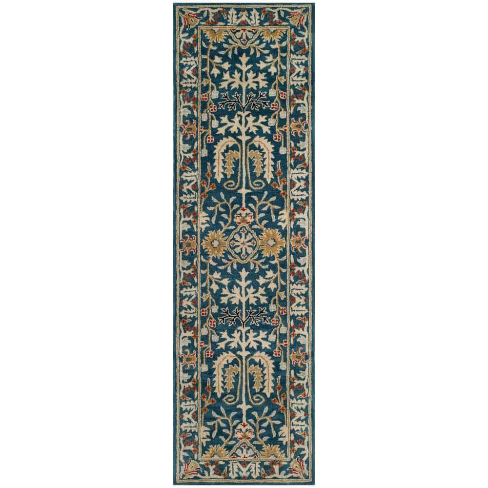 Antiquity AT64 Hand Tufted Runner Rug - Dark Blue/Multi - 2'3"x8' - Safavieh.