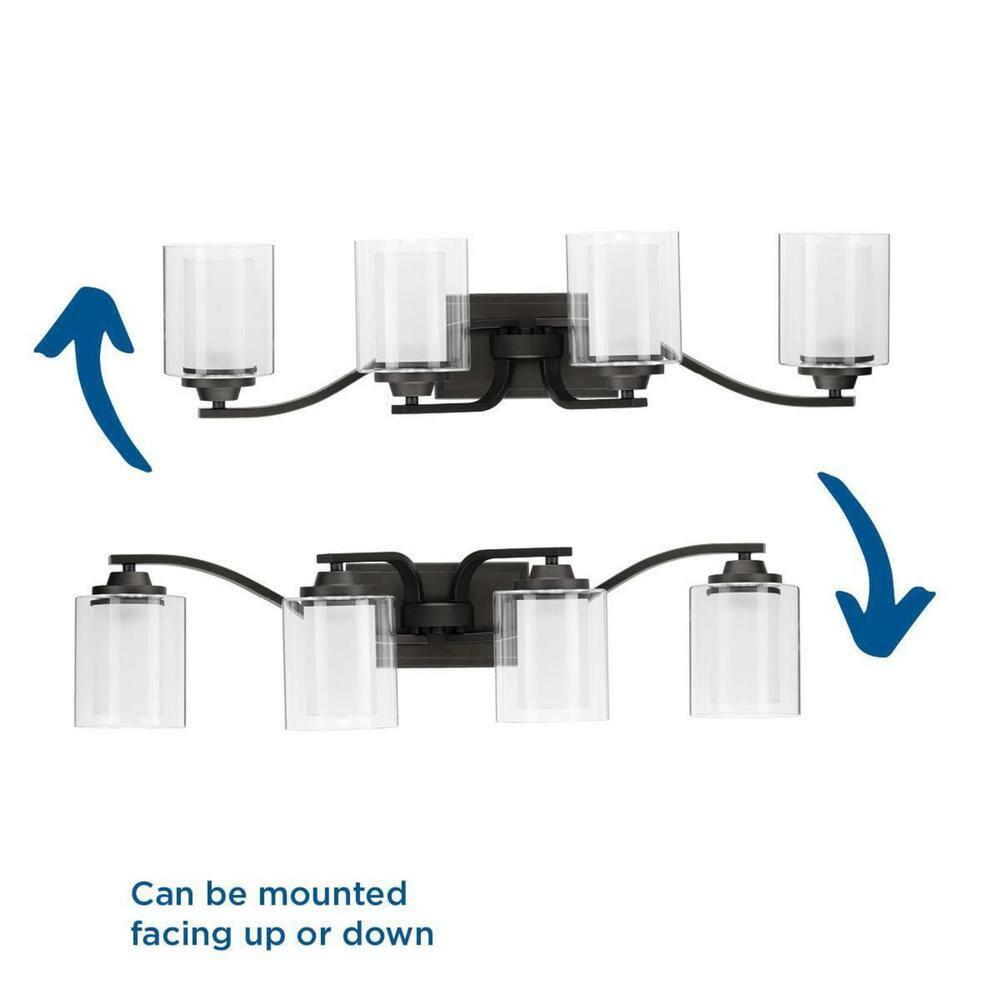 Progress Lighting Kene 4-Light Wall Bracket, Graphite, Etched Glass Shades