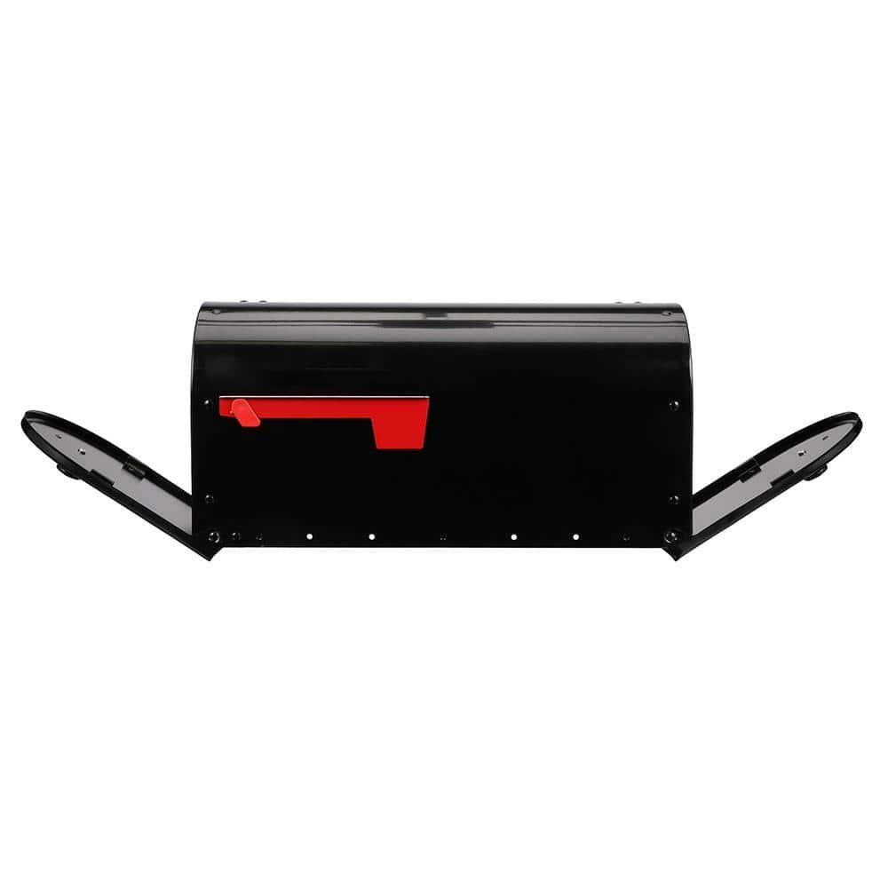 Large Black Steel Double Door Post Mount Mailbox