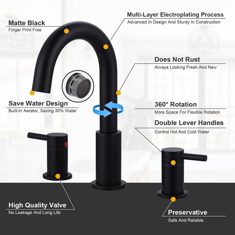iVIGA VBA90B Bathroom Faucet 3 Hole With 360° Swivel Spout And 2 Handle Design