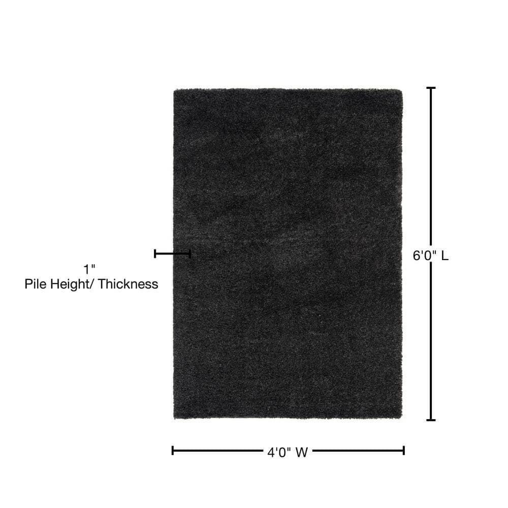 August Shag 900 AUG900 Power Loomed Indoor Area Rug - Charcoal - 4'x6' - Safavieh
