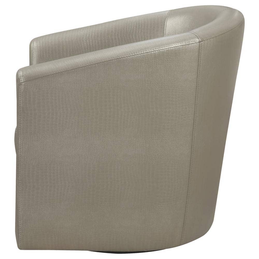 Coaster Contemporary Faux Leather Swivel Accent Chair in Gray