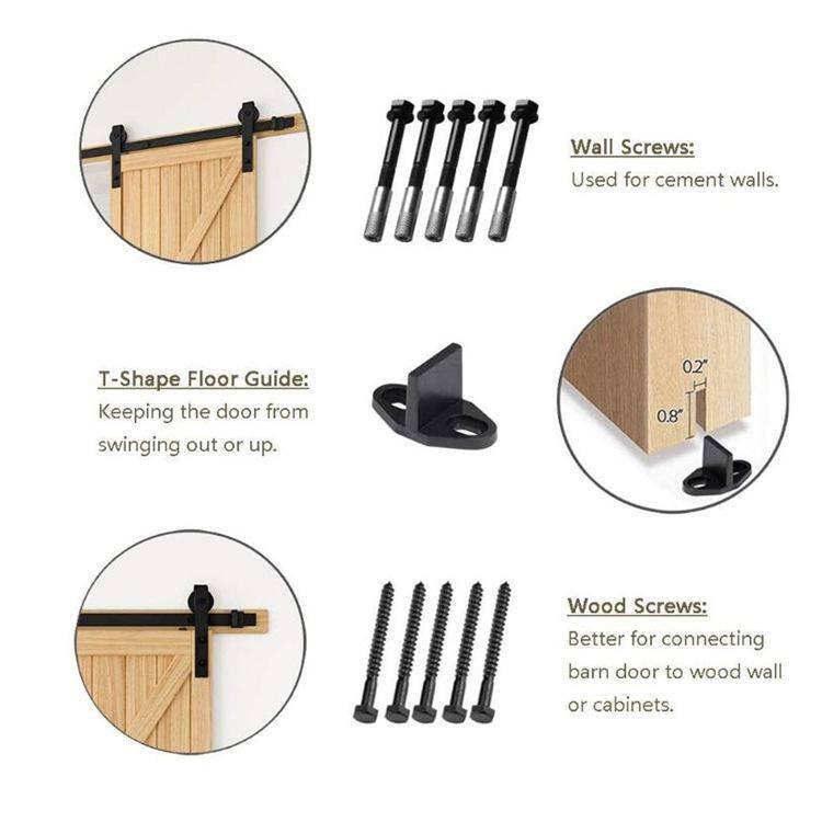 White Solid Hybrid Core 6-Panel Barn Door Kit