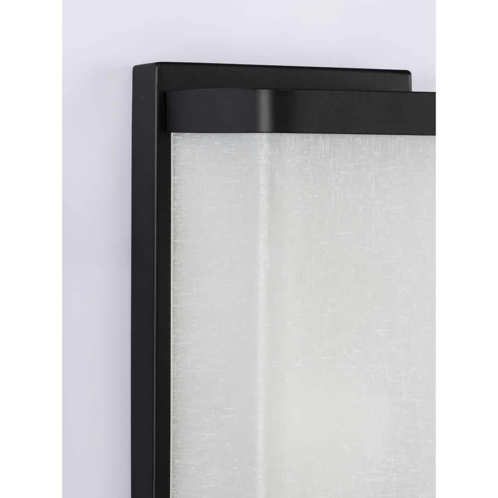 Progress Lighting Linen Glass Sconce, 1-Light Wall Light, Black Finish, Etched Glass Shade