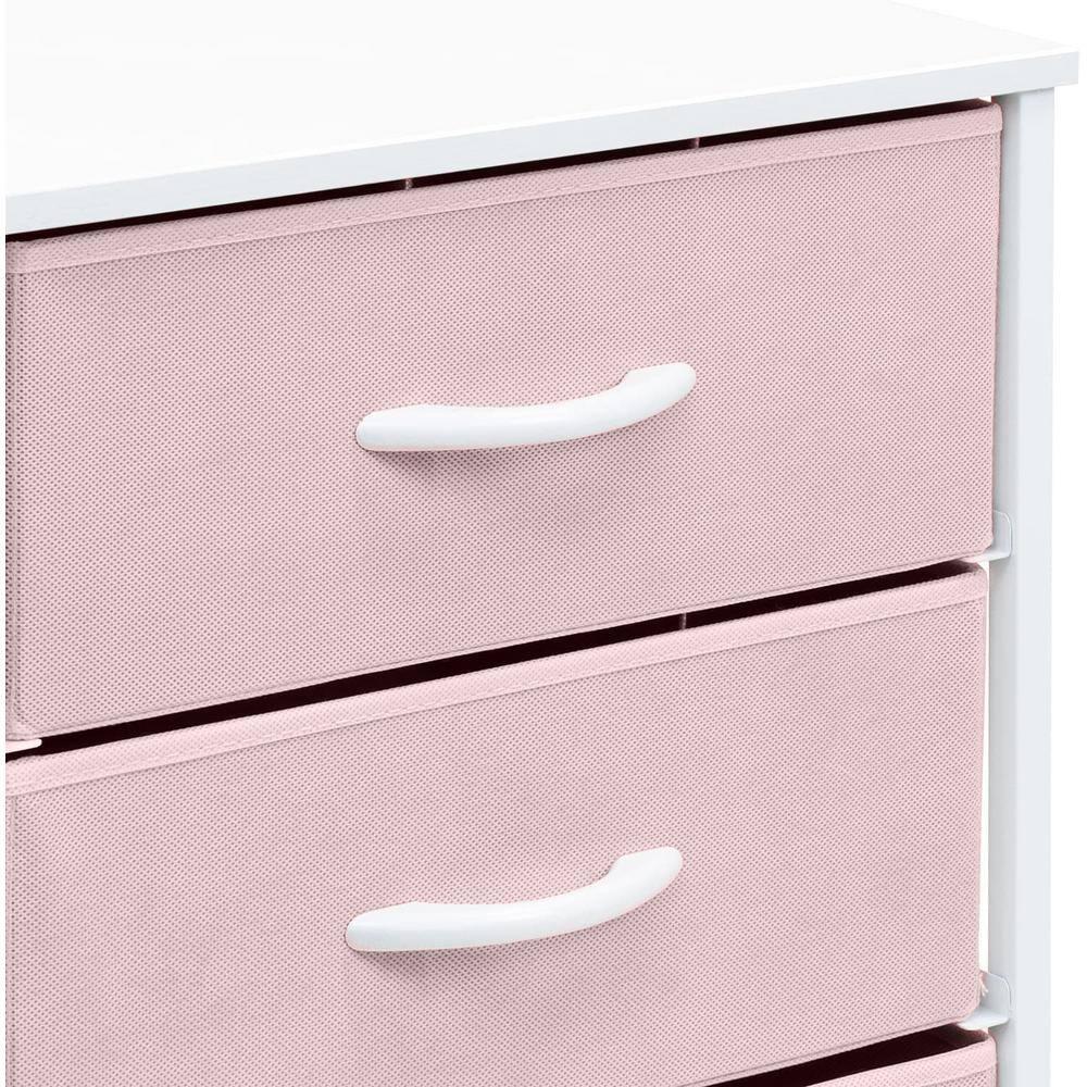 Sorbus Nightstand with 3 Drawers - Furniture Storage for Bedroom, Closet, Office Organization - Steel Frame, Wood Top, Pastel Fabric Bin (Pink)