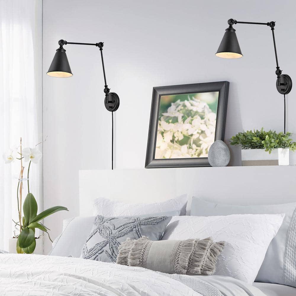 WINGBO  Industrial Swing Arm Wall Sconce with Metal Shade,2-Pack... Nickel