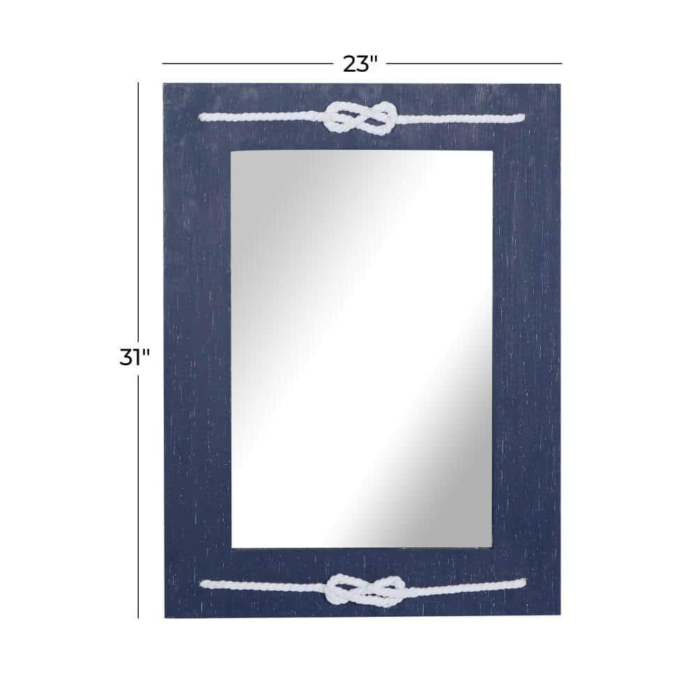 DecMode 23" x 31" Blue Wall Mirror with Knotted Rope