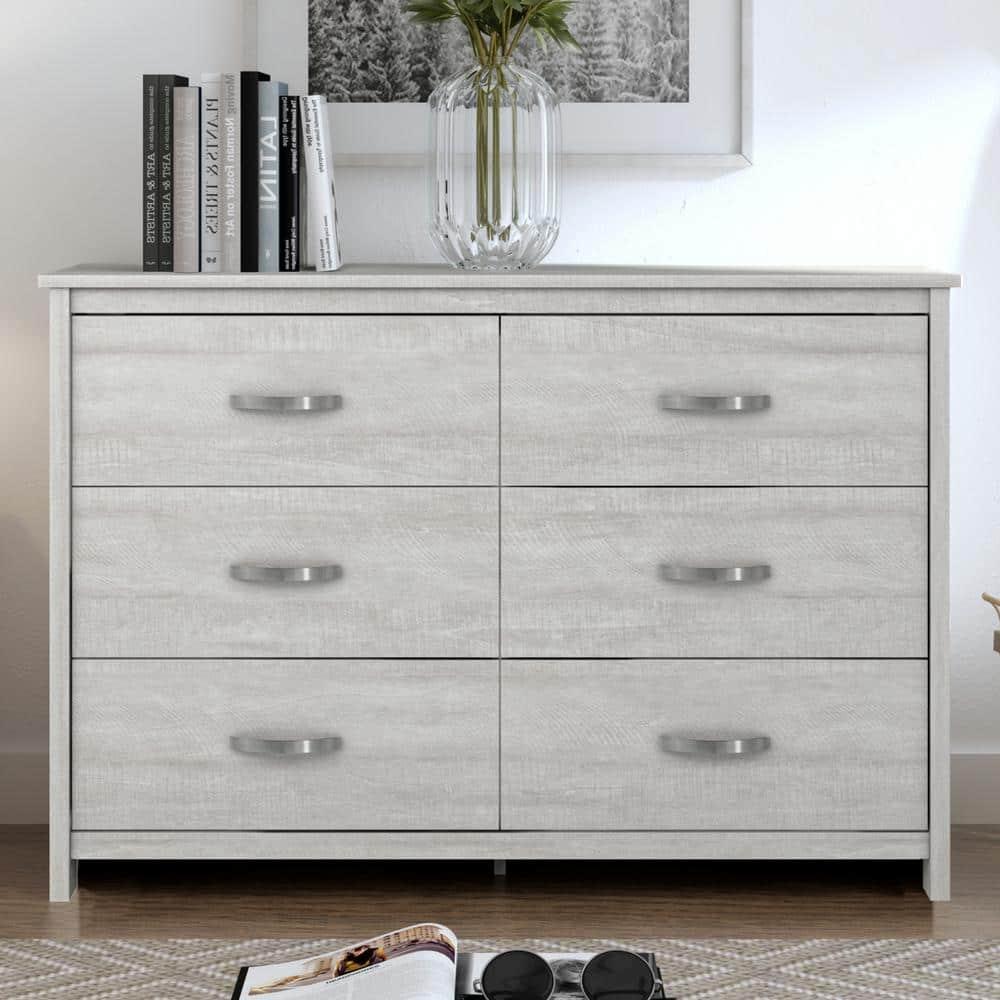 Galano Layton Dusty Gray Oak 6 Drawer 47.2 in. Wide Dresser (Sturdy, Effortless Assembly with Interlocking Drawers)