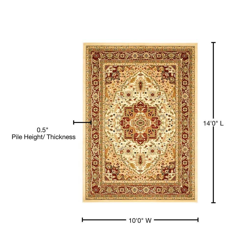 SAFAVIEH Lyndhurst Miranda Traditional Bordered Area Rug, Ivory/Red, 10' x 14'