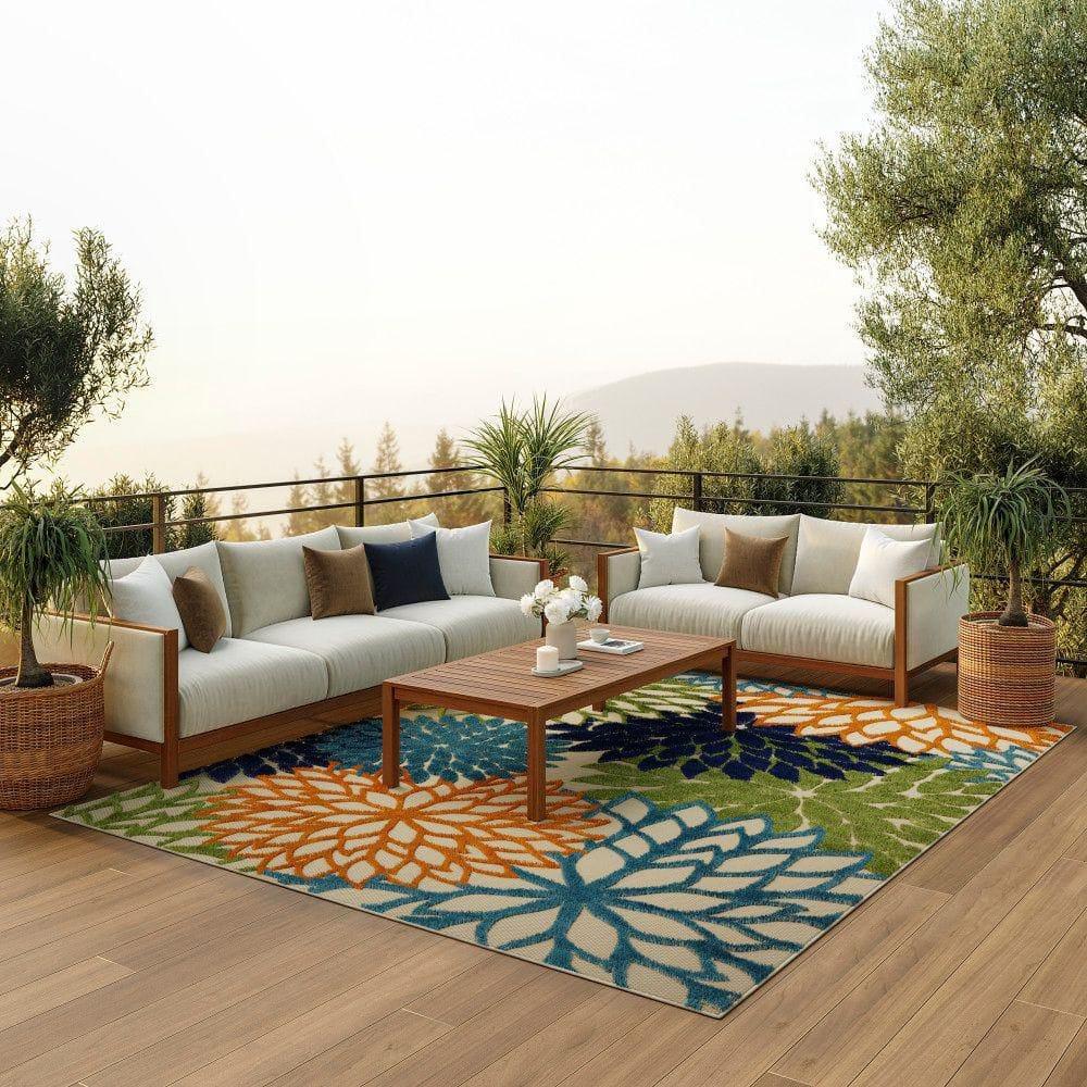 Nourison Aloha Floral Bloom Flatweave High-Low Indoor Outdoor Area Rug Multicolor 7' x 10'