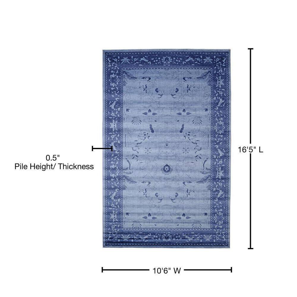 Unique Loom 10' 6 x 16' 5 Blue La Jolla Floral Area Rug
