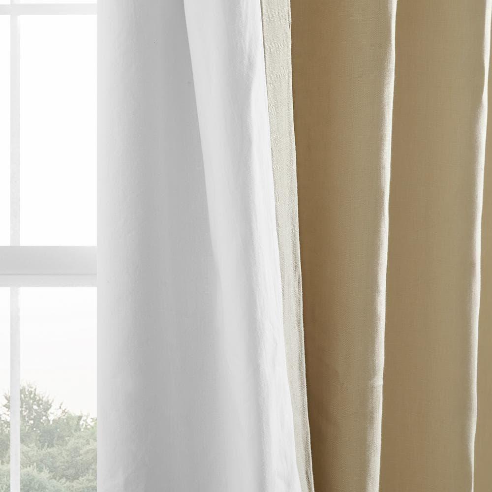 HPD HALF PRICE DRAPES French Linen Curtains 108 Inches Long Room Darkening Curtains for Bedroom & Living Room 50 X 108, (1 Panel), Walnut Beige
