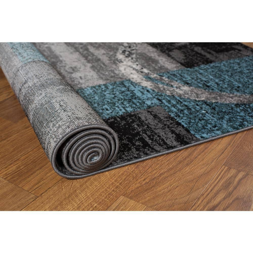 World Rug Gallery Abstract Circle Area Rug - GRAY 2'7"x10'