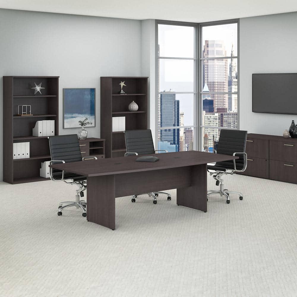 BBF 96W x 42D Boat Shaped Conference Table with Wood Base