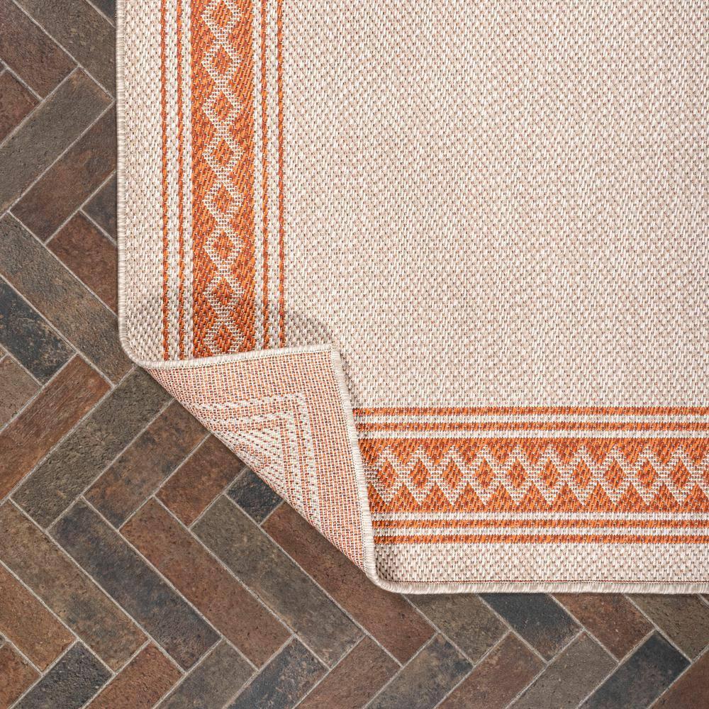 3' x 5' Lucia Classic Diamond Border Indoor/Outdoor Area Rug, Cream/Orange - JONATHAN Y