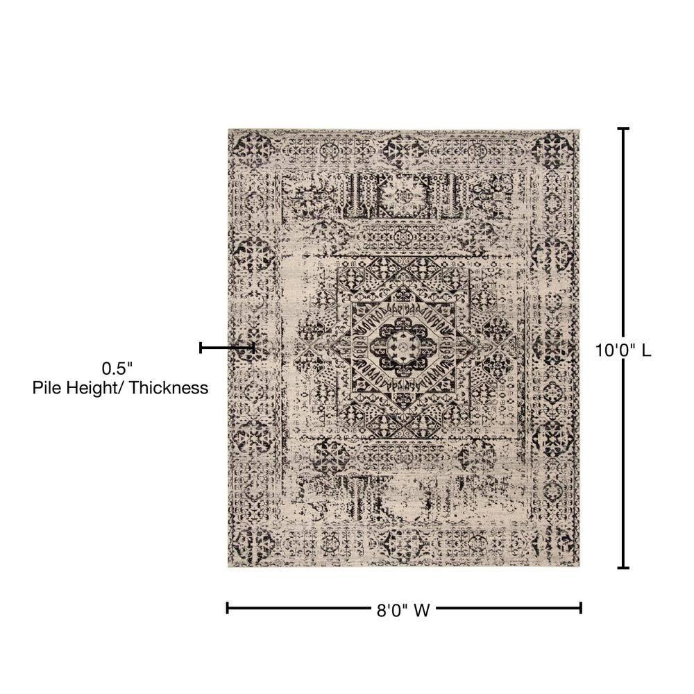 Evoke EVK260 Power Loomed Area Rug Ivory / Black 8' X 10' - Safavieh.