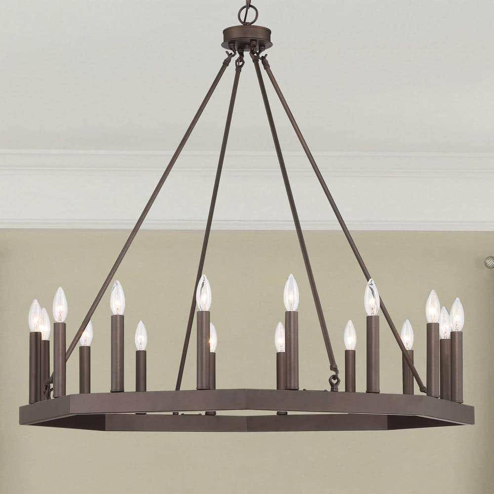 Vanity Art Farmhouse Vintage 16 Lights Wagon Wheel Chandelier Lights Ceiling Light Fixture for Living Room Dining Room 10586-ORB