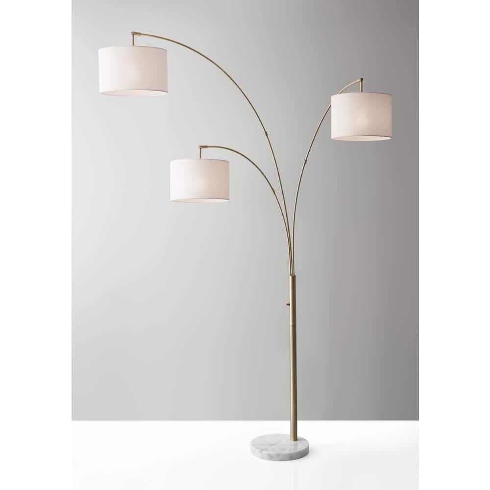 74" 3 Arm Bowery Arc Lamp Antique Brass - Adesso