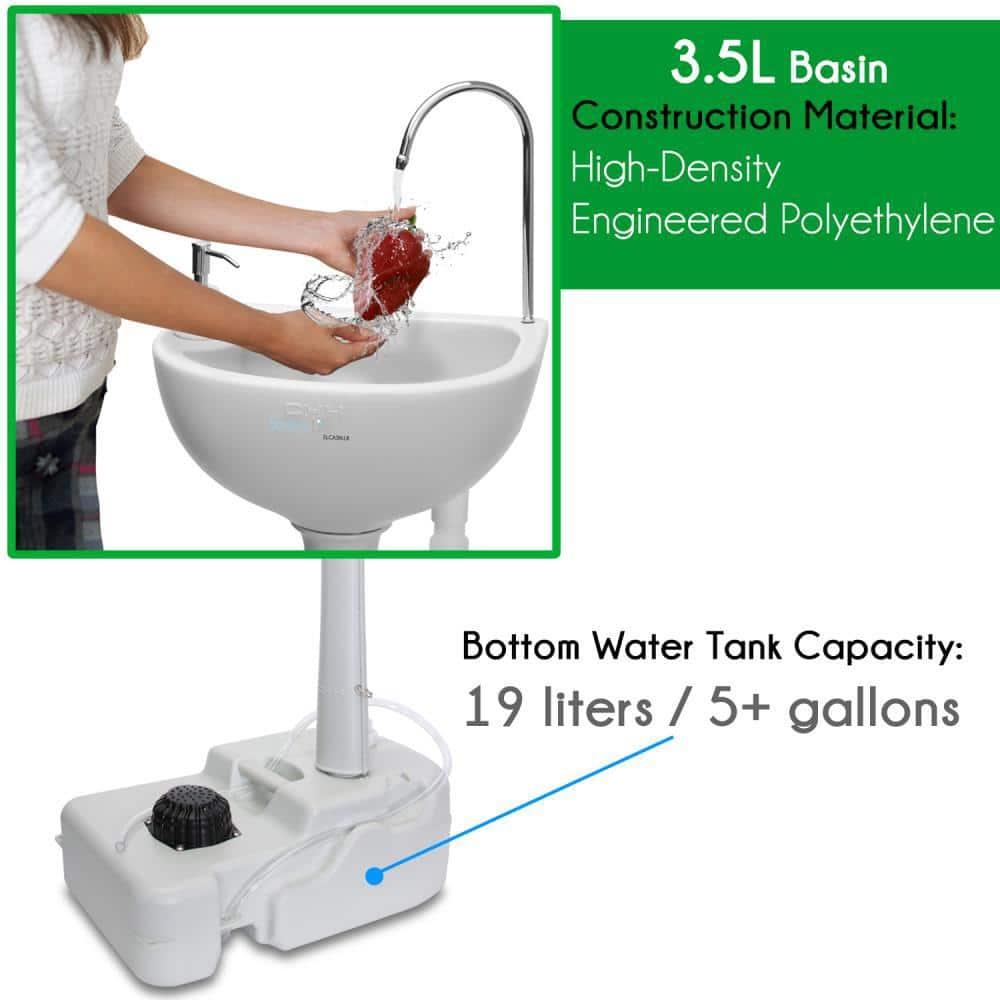 SereneLife 26'' White Plastic U-Shaped Bathroom Sink with Faucet and Overflow