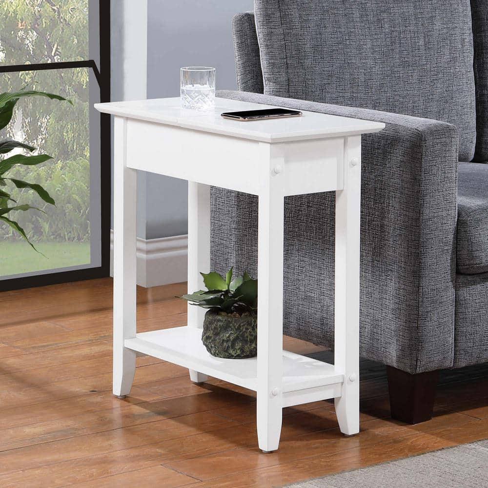 Convenience Concepts American Heritage Flip Top End Table with Shelf, White